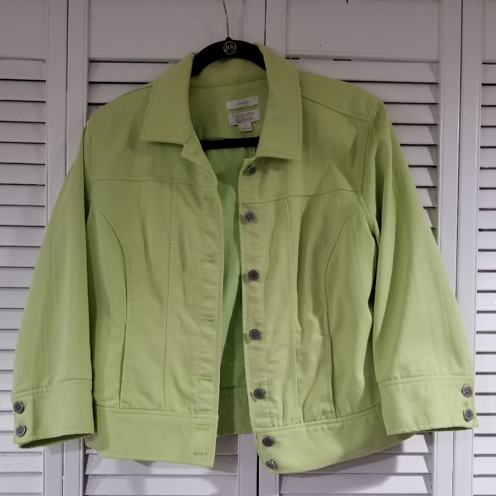 Christopher & Banks Lime Green Stretch Denim Jacket 💚